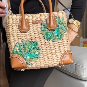 Michael Kors Malibu Medium Straw Crossbody